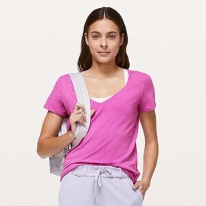 lululemon athletica Pink Short Sleeve V-Neck Tee